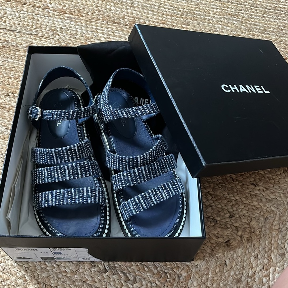 Chanel Tweed / Pearl Dad Sandals